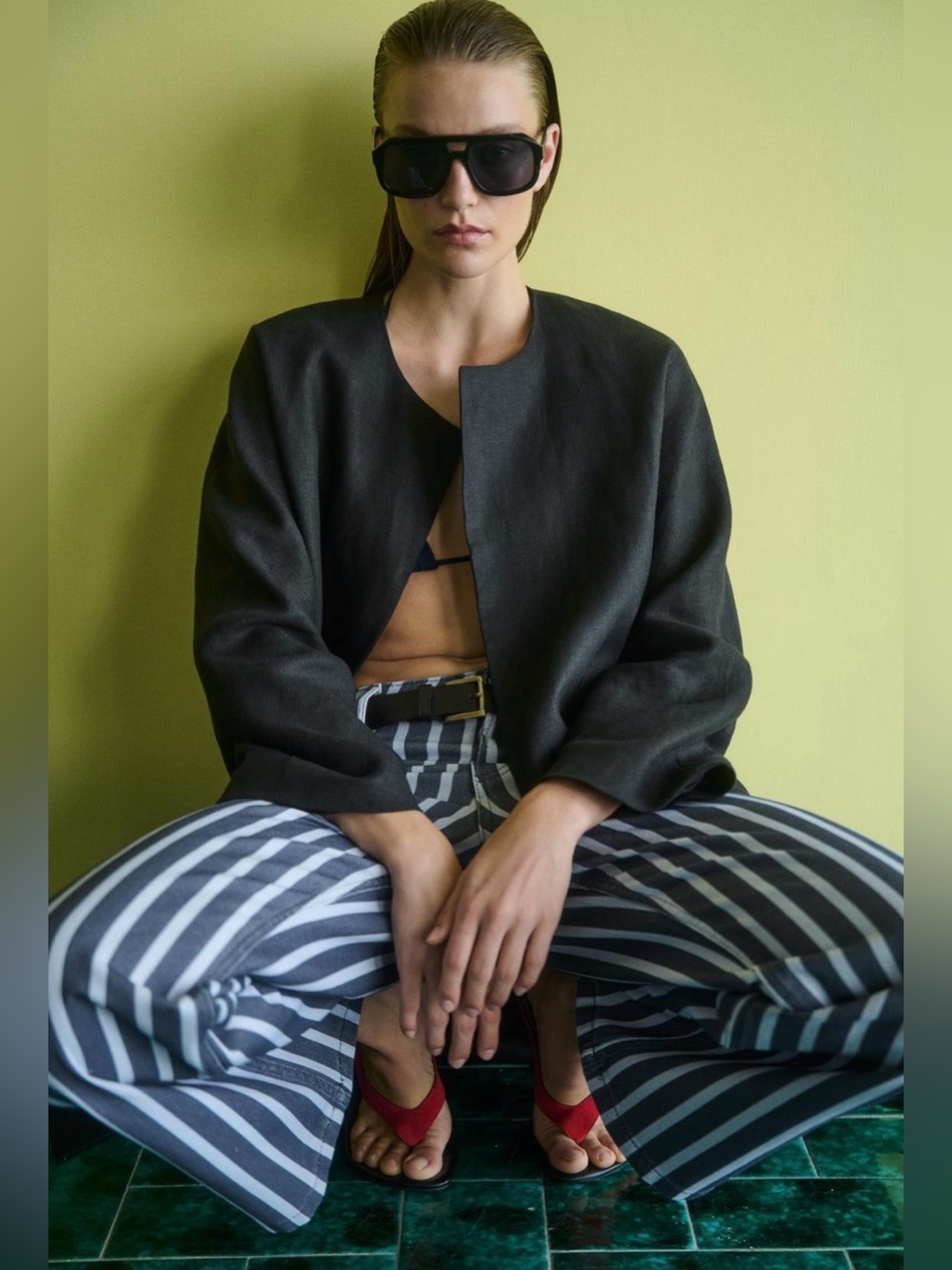 Zara 100% Linen Long Belted Coat